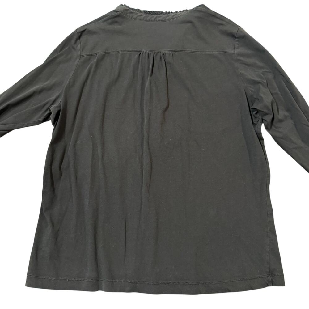 Lands End Women’s Navy blue jersey half button down with ruffle, XL - Picture 4 of 4